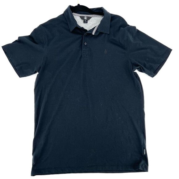 Volcom Men’s Large Black Polo Shirt EUC Classic Preppy Solid - Picture 1 of 8